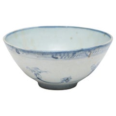 Antique Chinese Blue and White Ming Shipwreck Bowl, c. 1850