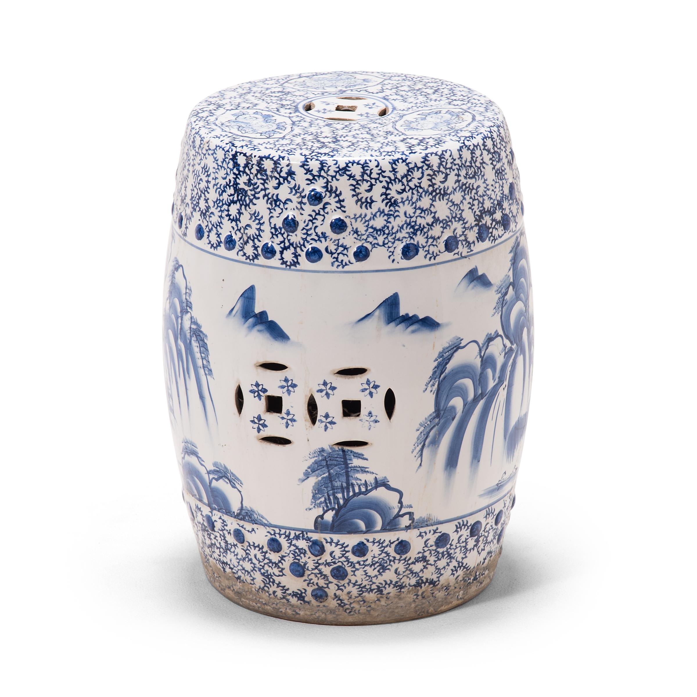 blue garden seat