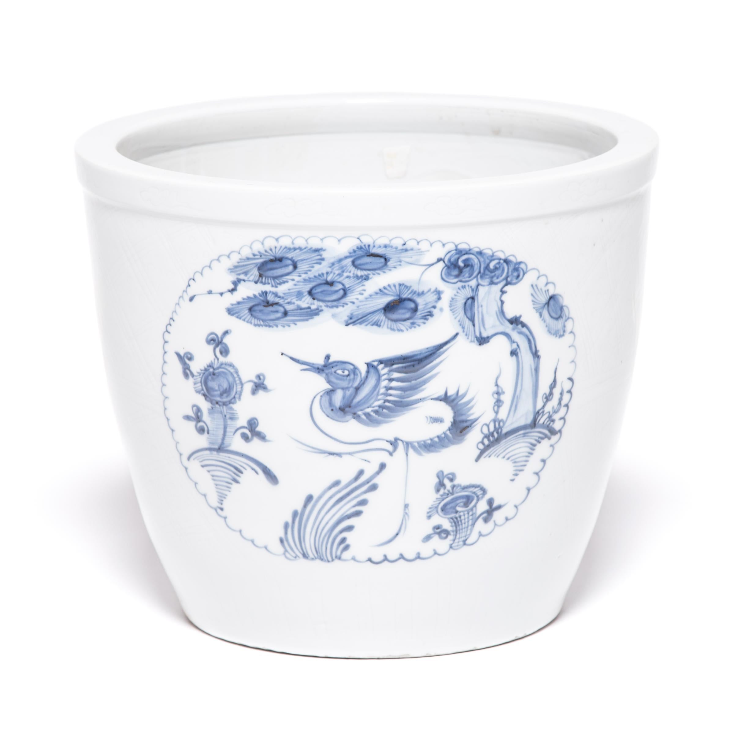 Chinese Export Chinese Blue and White Mythical Bowl with Deer For Sale