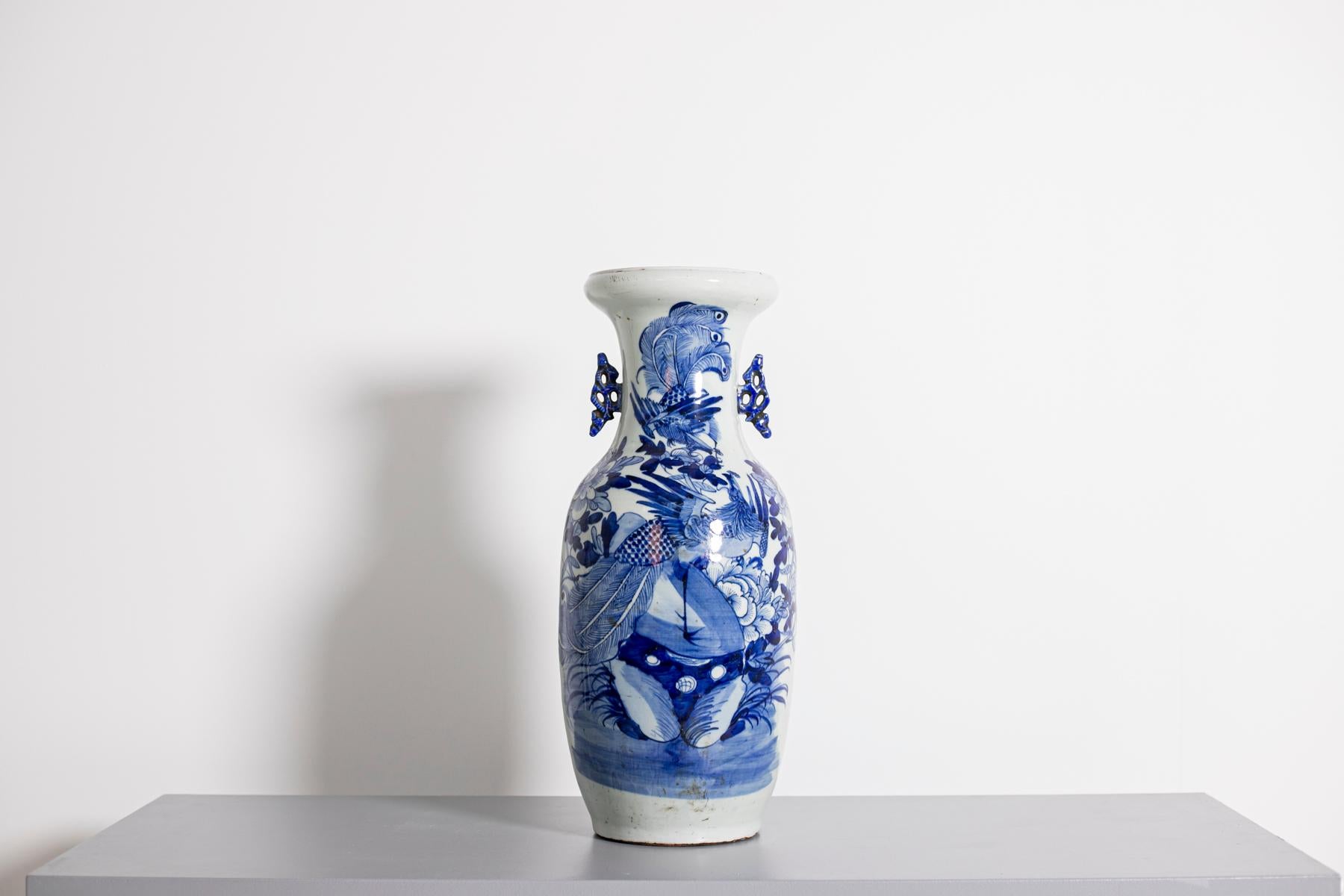 Chinese Export Chinese Blue and White Painted Porcelain Vase