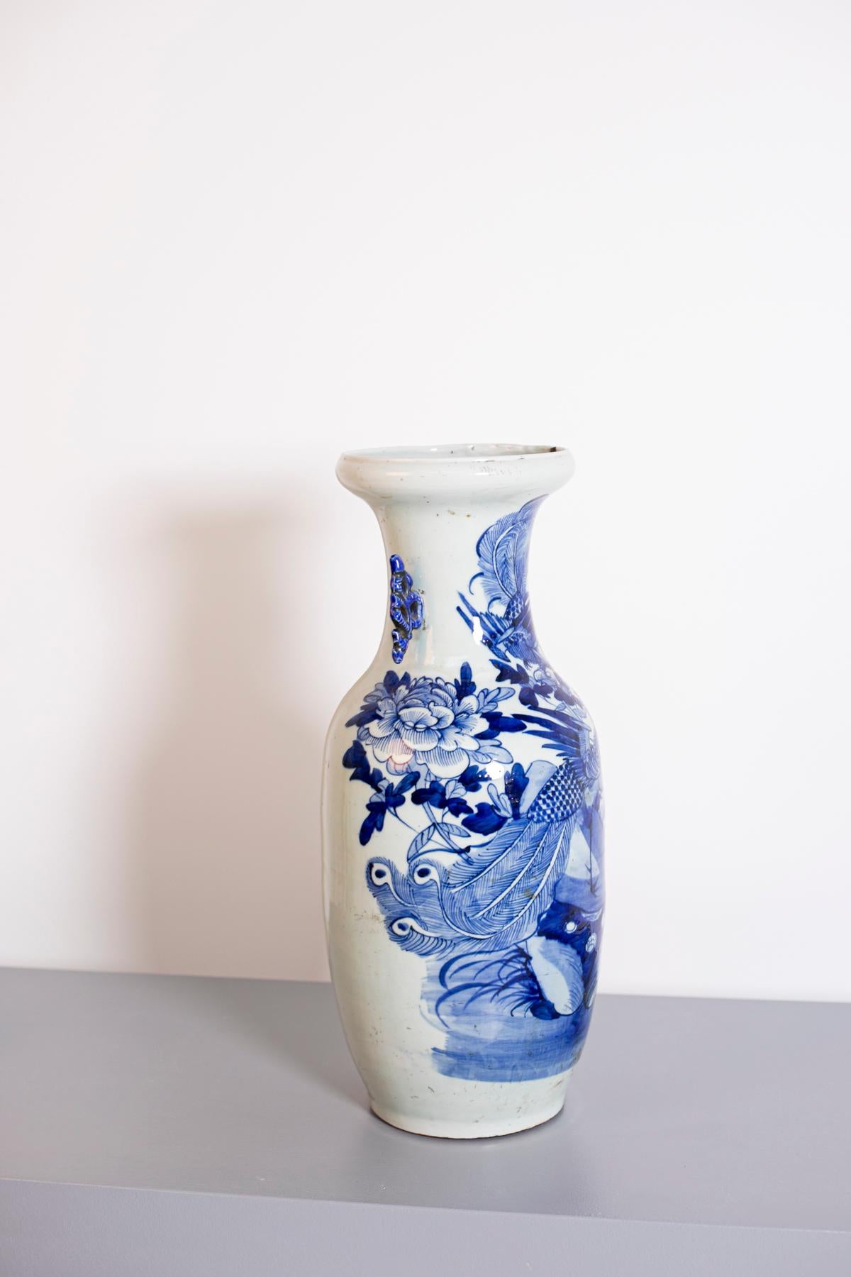 19th Century Chinese Blue and White Painted Porcelain Vase