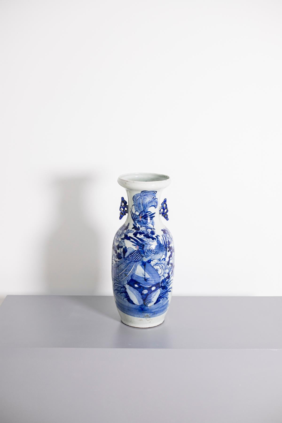 Chinese Blue and White Painted Porcelain Vase 4