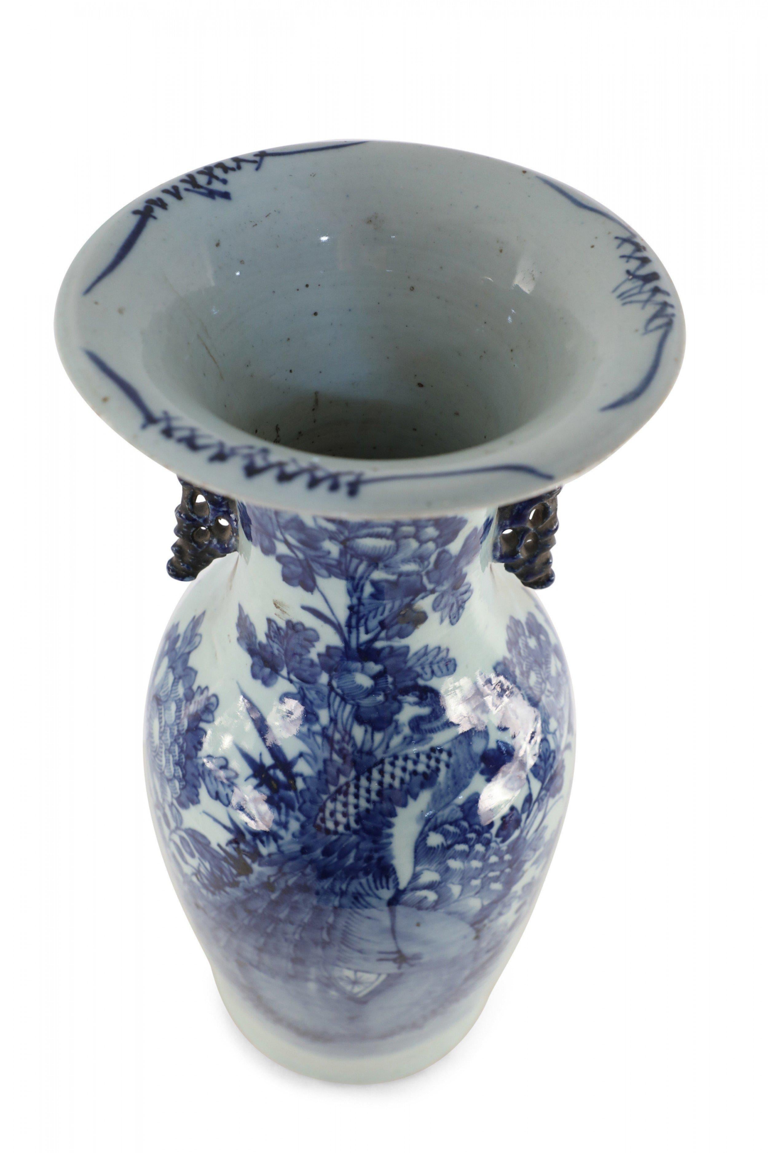 Chinese Blue and White Peacock Motif Porcelain Urn For Sale 6