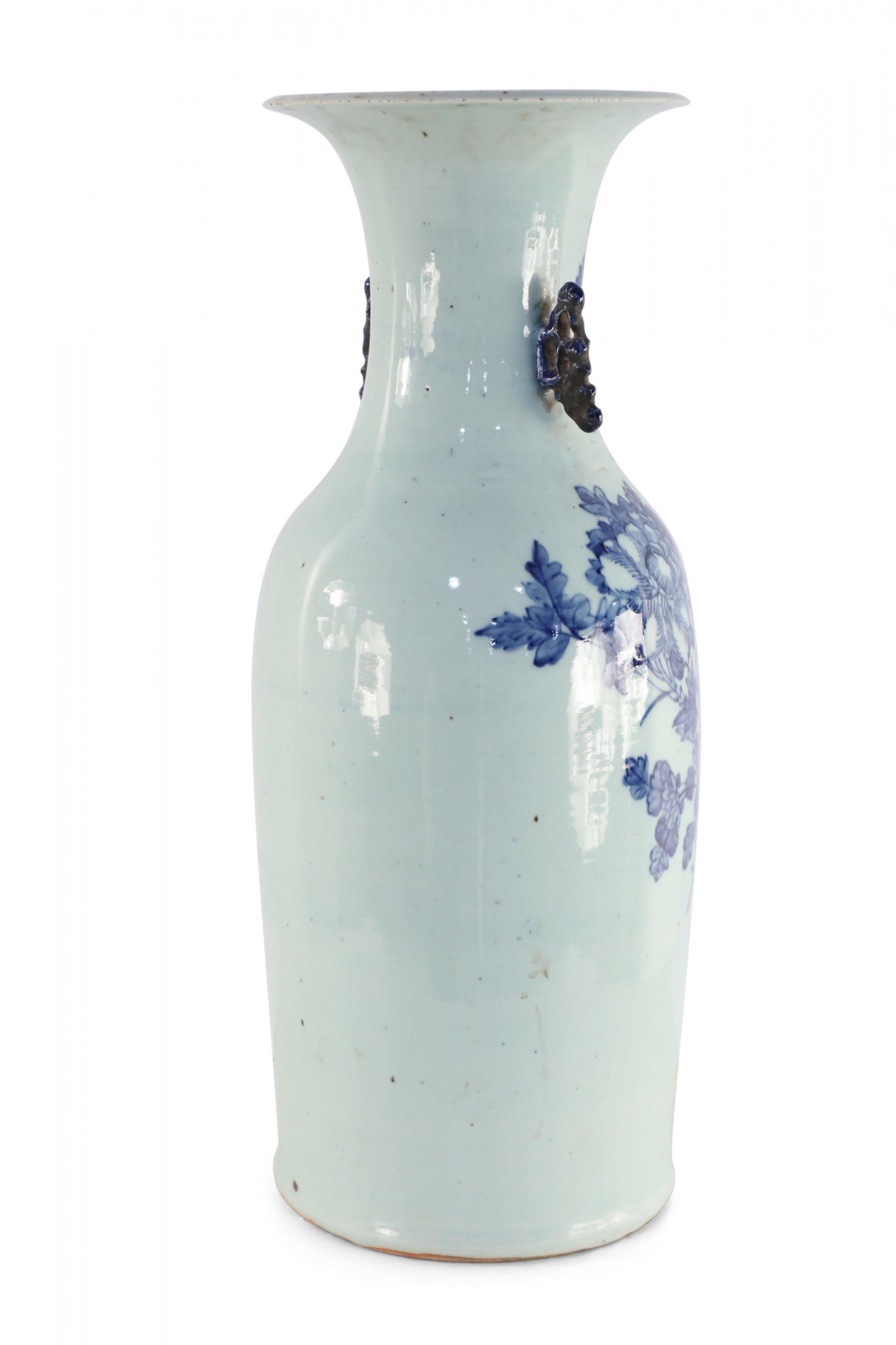 19th Century Chinese Blue and White Peacock Motif Porcelain Urn For Sale