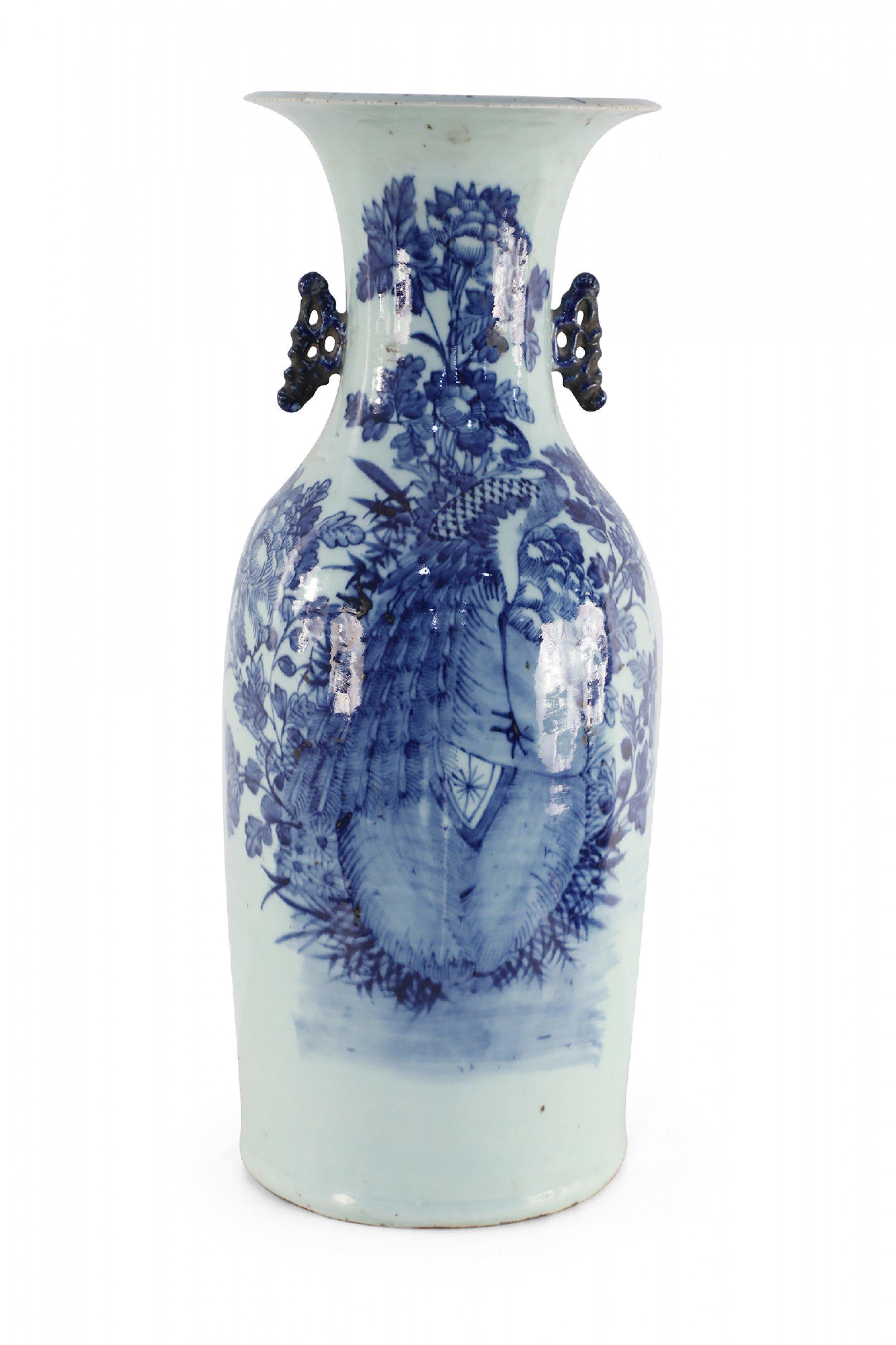 Chinese Blue and White Peacock Motif Porcelain Urn For Sale 3