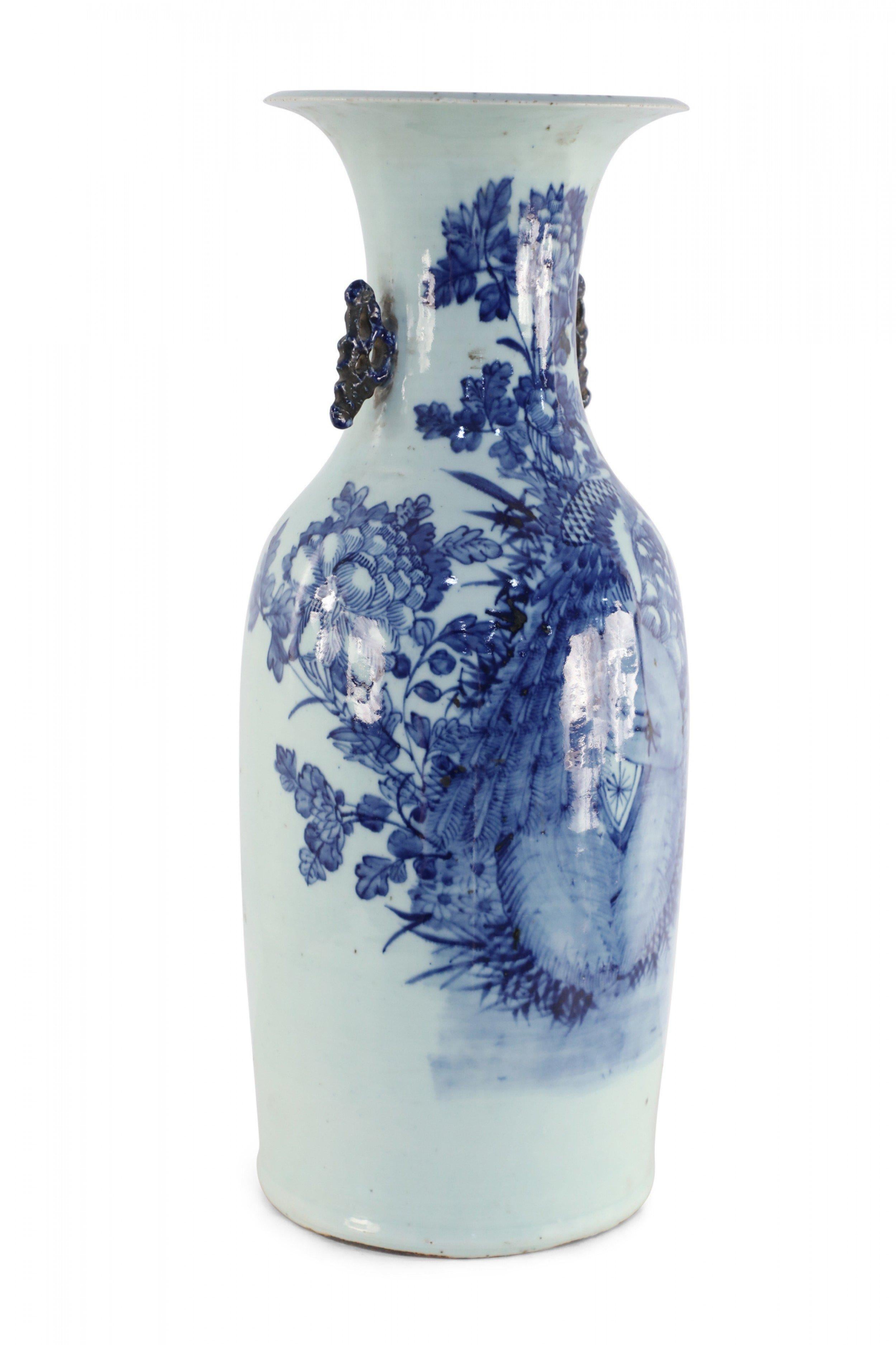 Chinese Blue and White Peacock Motif Porcelain Urn For Sale 4