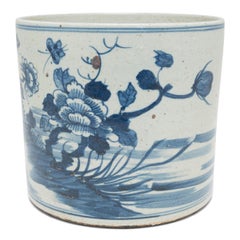 Chinese Blue and White Peony Brush Pot