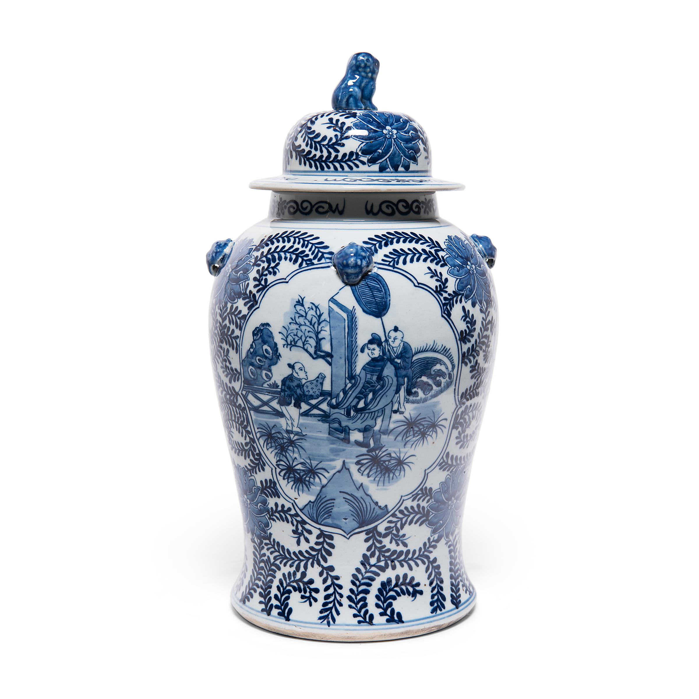 Chinese Export Chinese Blue and White Perpetual Harmony Baluster Jar For Sale