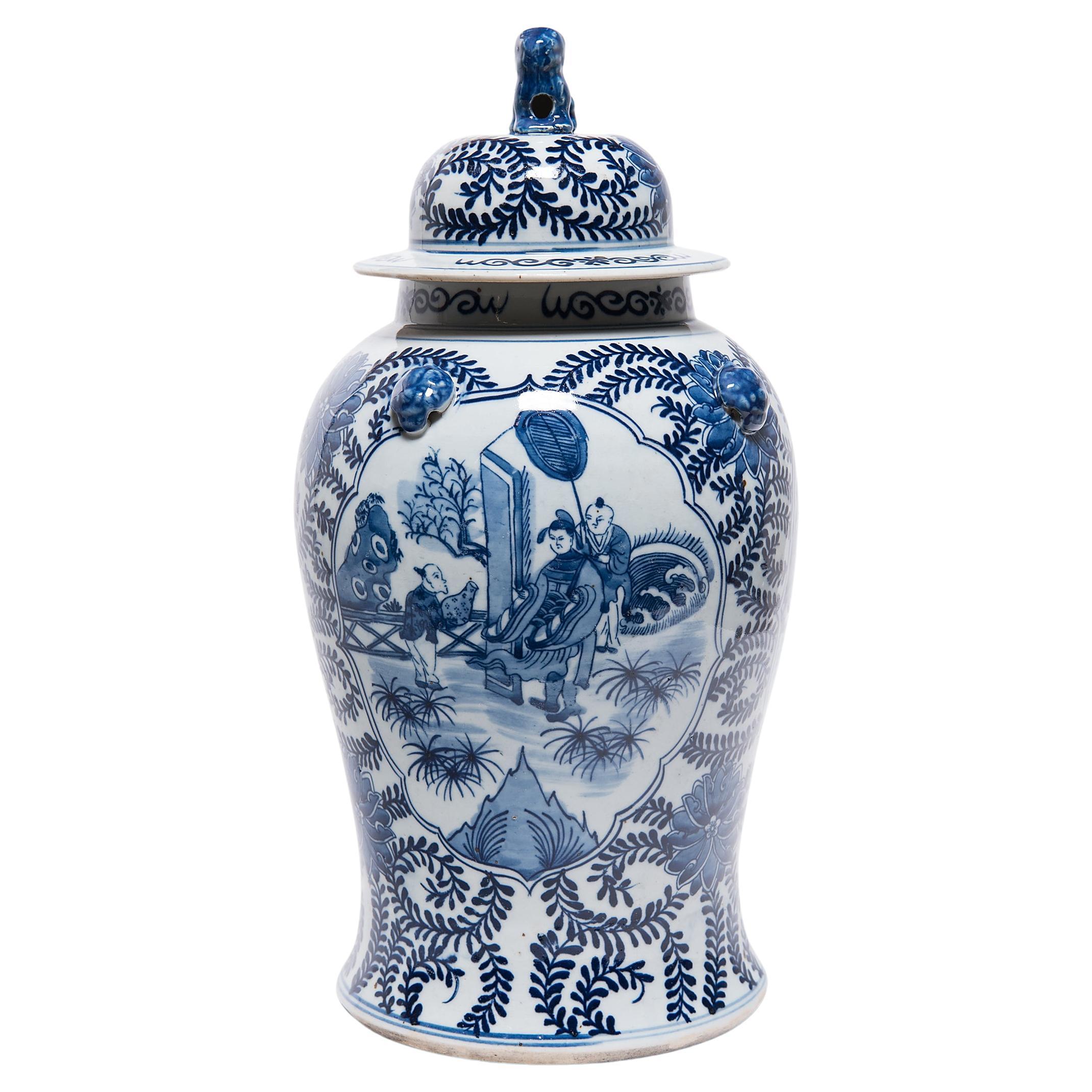Chinese Blue and White Perpetual Harmony Baluster Jar For Sale