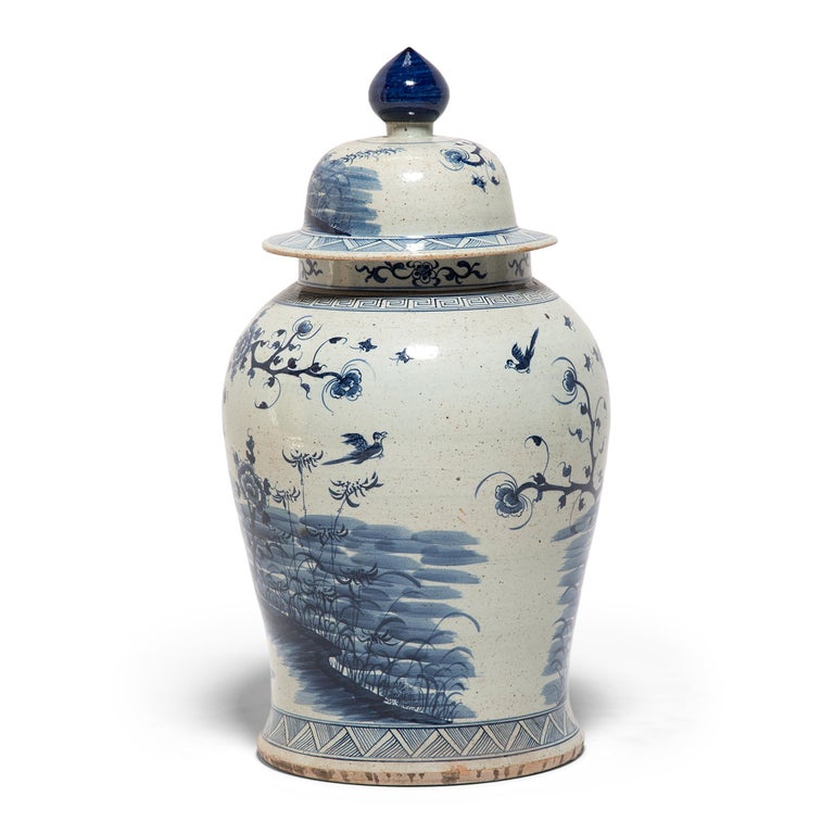 Chinese Export Chinese Blue and White Phoenix Ginger Jar For Sale