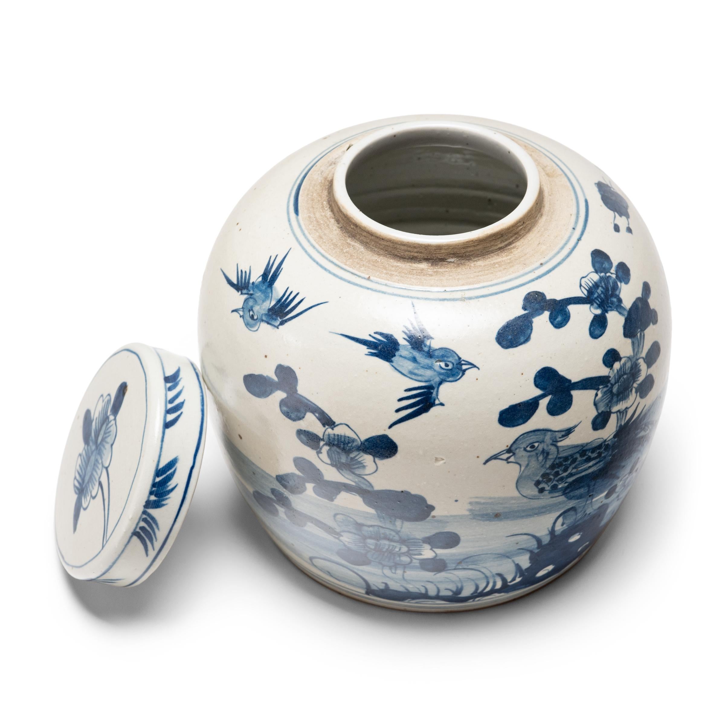 Chinese Export Chinese Blue and White Phoenix Jar