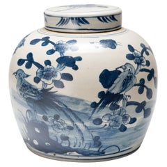 Used Chinese Blue and White Phoenix Jar