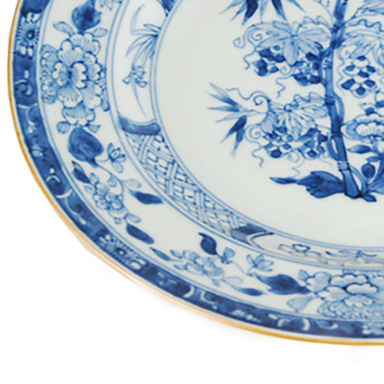 Qing Chinese Blue and White Plate with Floral Motif