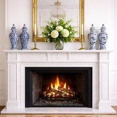 Chinese Blue and White Porcelain Covered Vases Set of Four Hand Painted