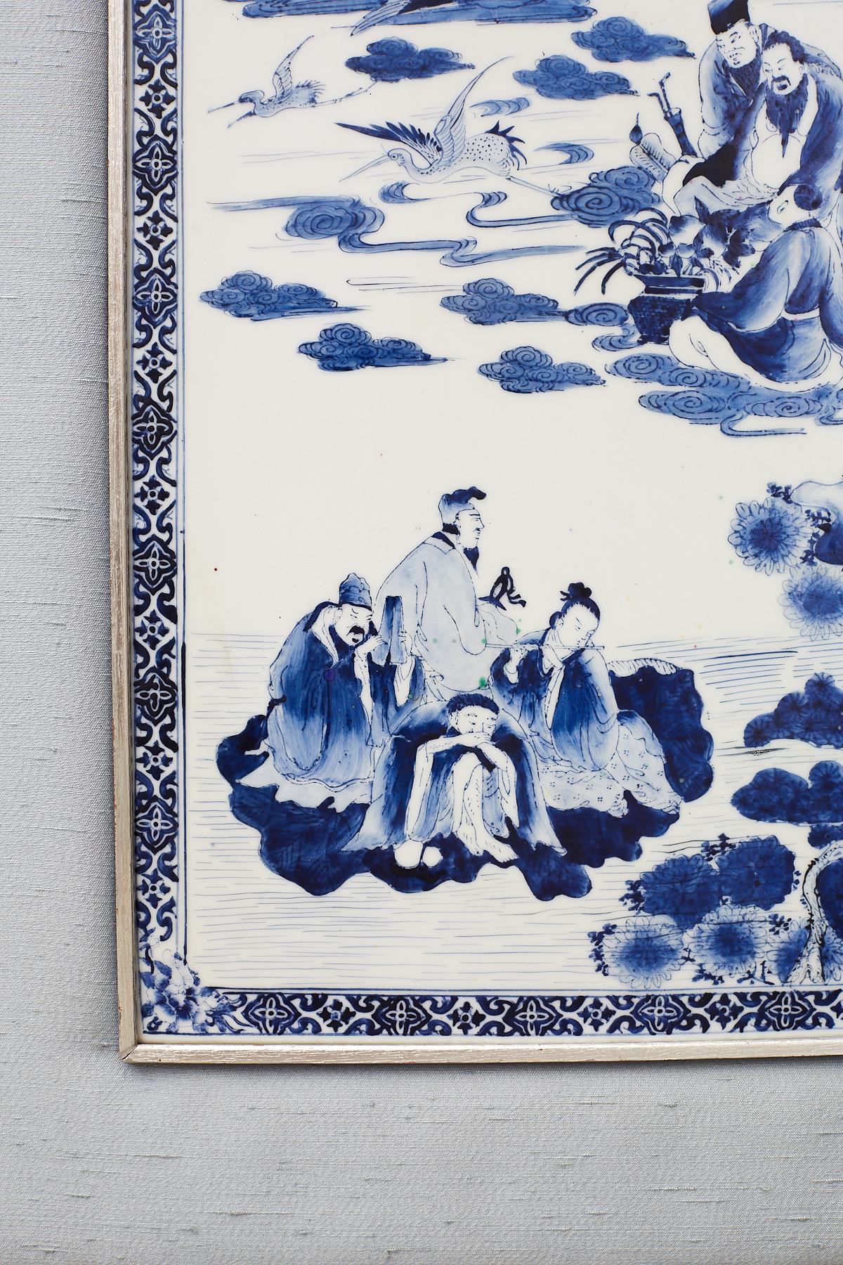 20th Century Chinese Blue and White Porcelain Deity Plaque