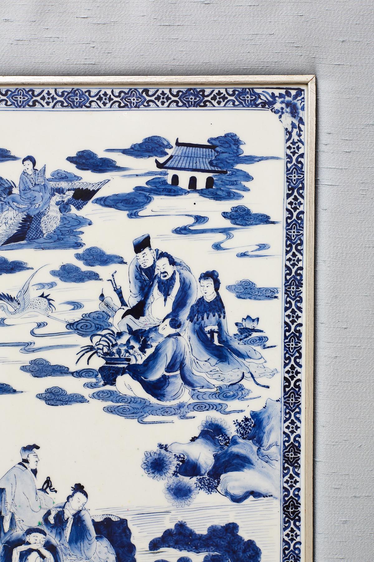 Chinese Blue and White Porcelain Deity Plaque 1