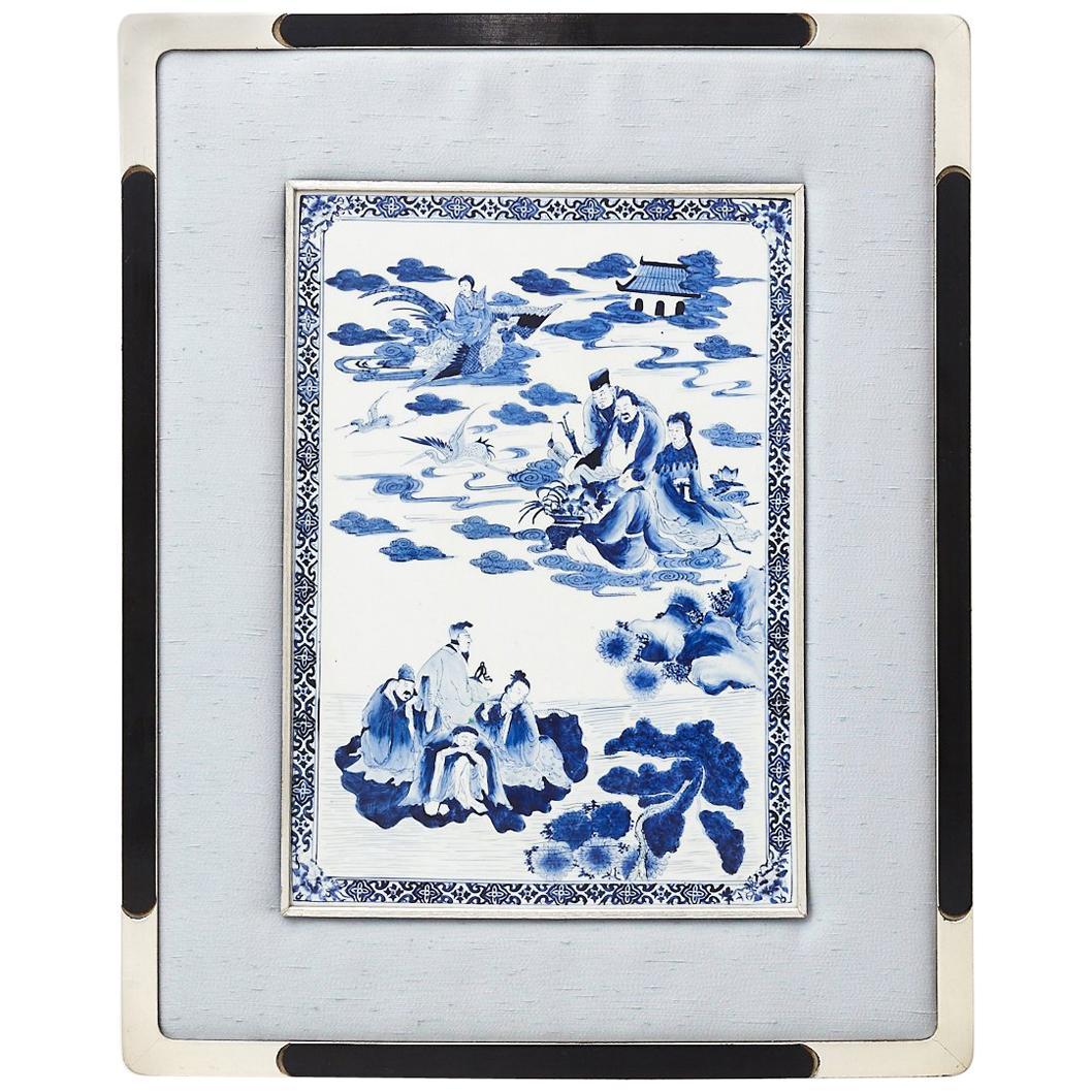 Chinese Blue and White Porcelain Deity Plaque