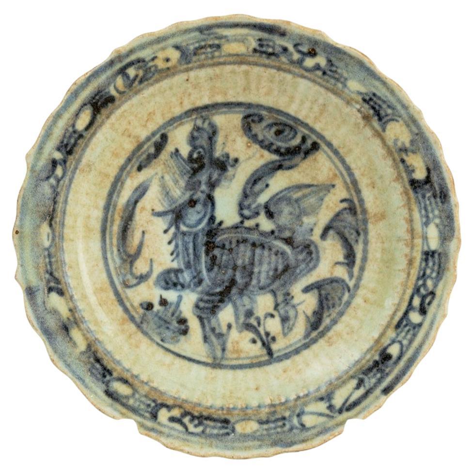 Plat chinois en porcelaine bleue et blanche en vente