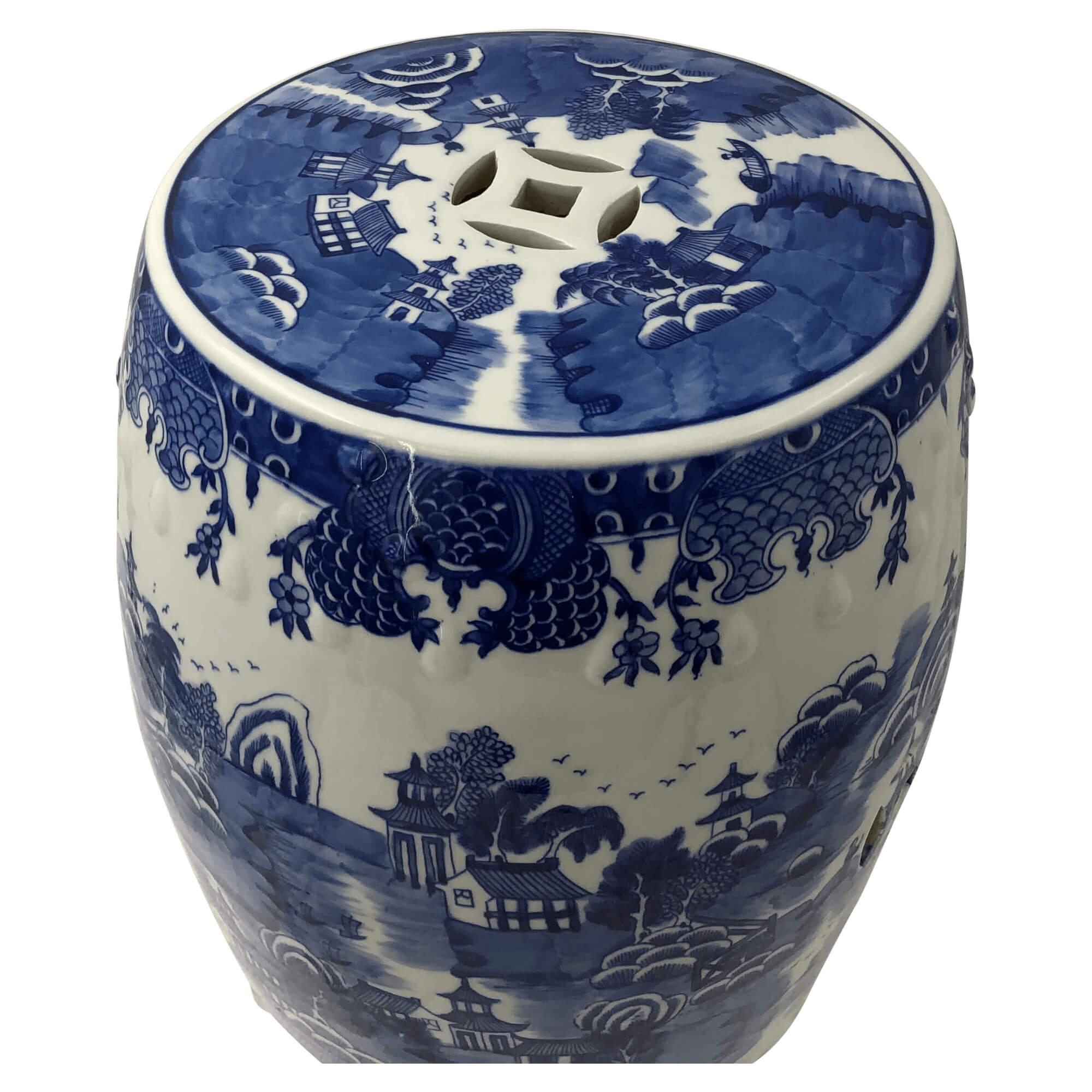 Chinese Blue and White Porcelain Garden Stool In Excellent Condition In Westwood, NJ