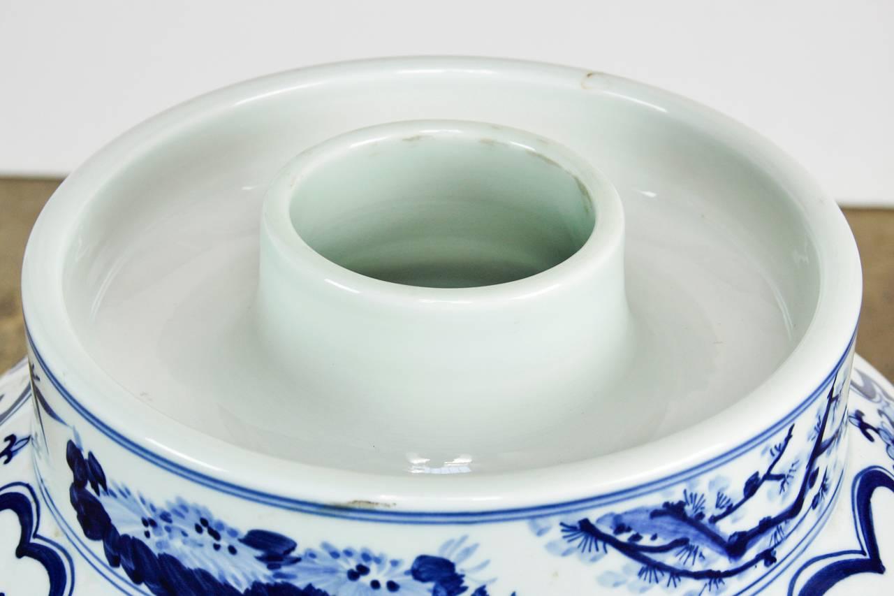 Hand-Crafted Chinese Blue and White Porcelain Jardinière or Planter
