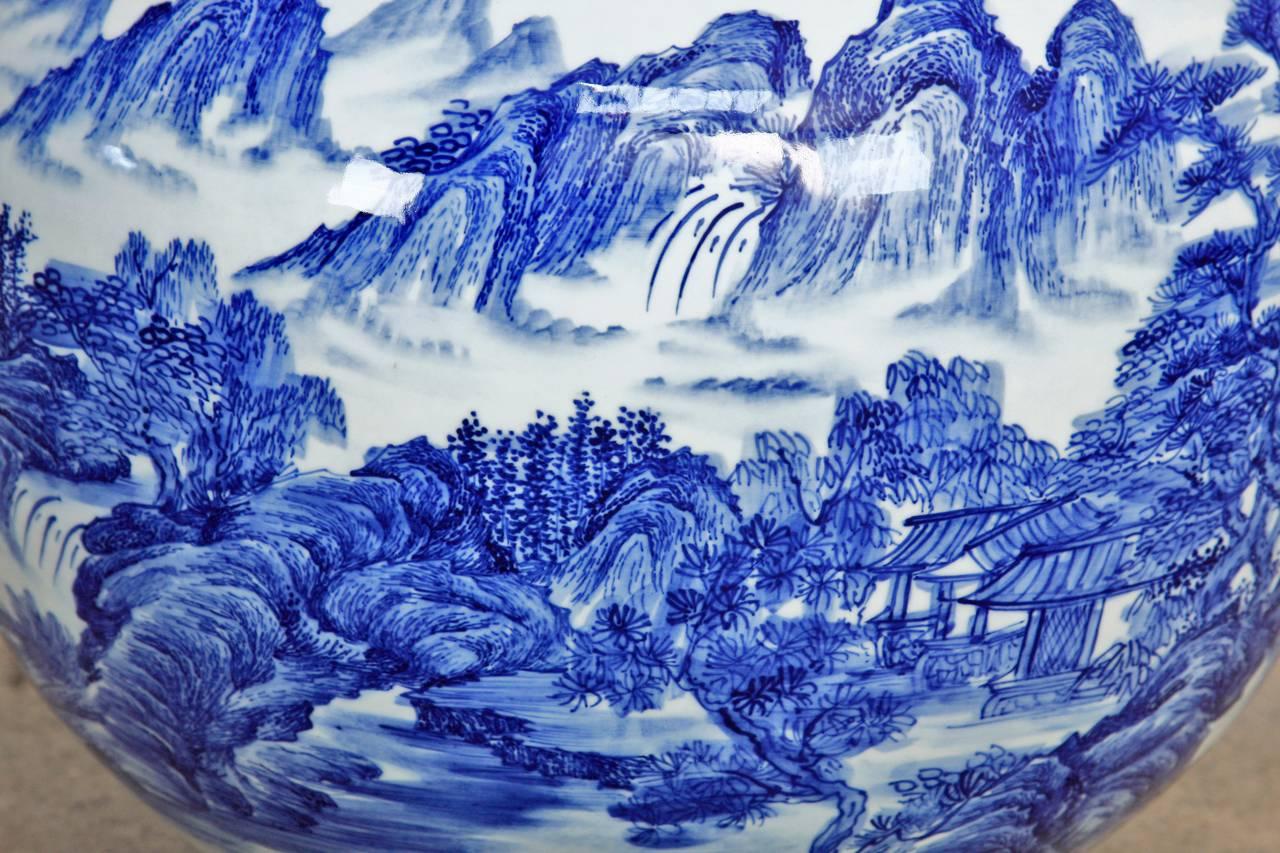 Chinese Blue and White Porcelain Jingdezhen Landscape Vase 1