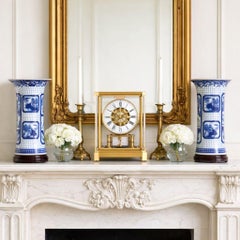 Chinese Blue and White Porcelain Mantel Vases Pair Landscape