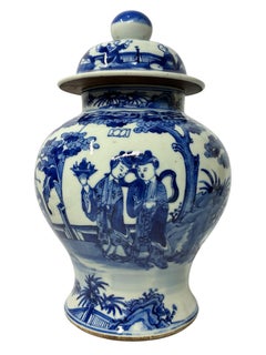 Chinese Blue and White Porcelain Potiche Qing Dynasty Style
