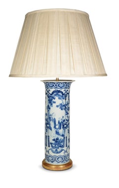 Chinese Blue and White Porcelain Sleeve Table Lamp, 19th Century