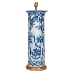 Chinese Blue and White Porcelain Sleeve Table Lamp, 19th Century