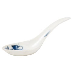 Antique Chinese Blue and White Porcelain Spoon, c. 1900