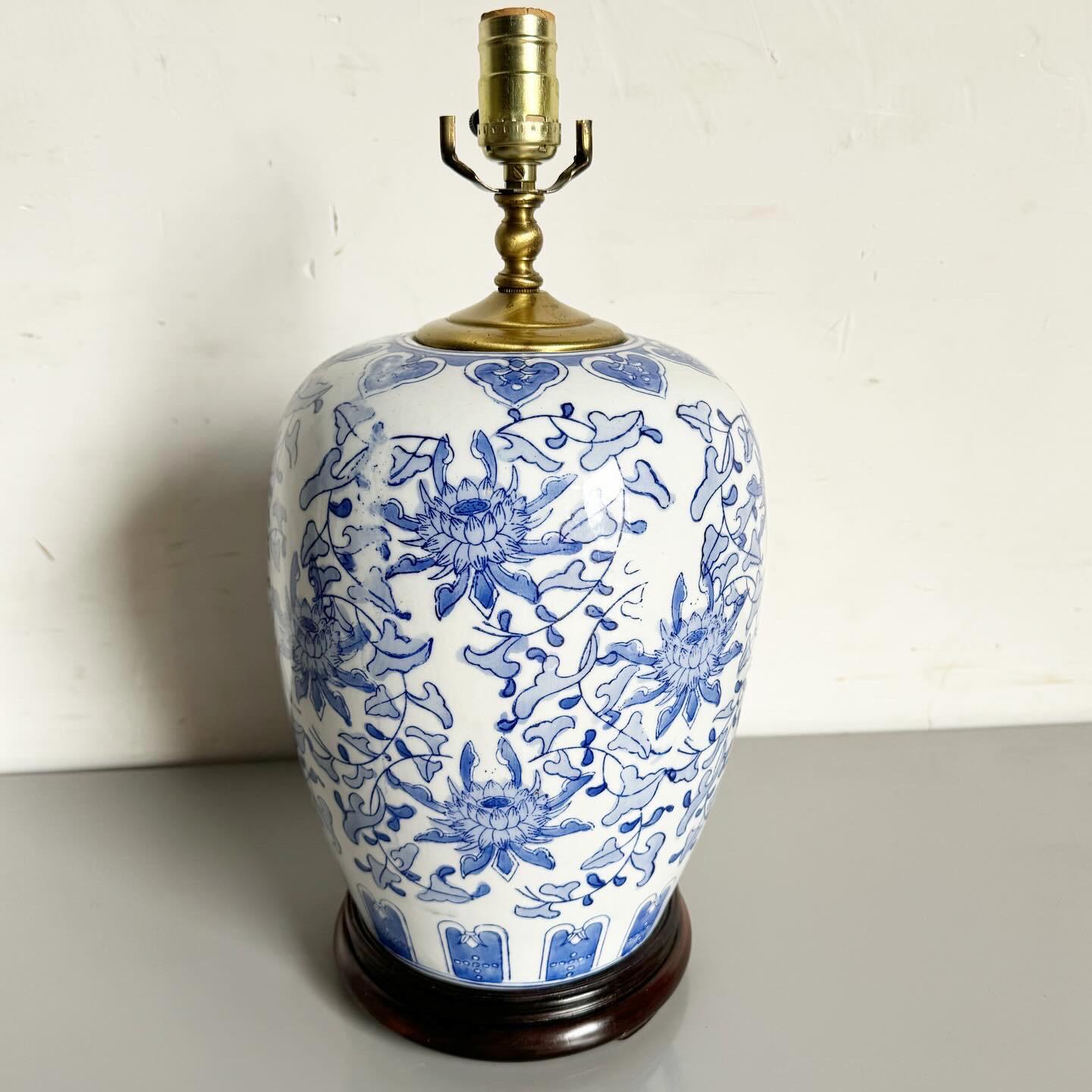 20th Century Chinese Blue and White Porcelain Table Lamp