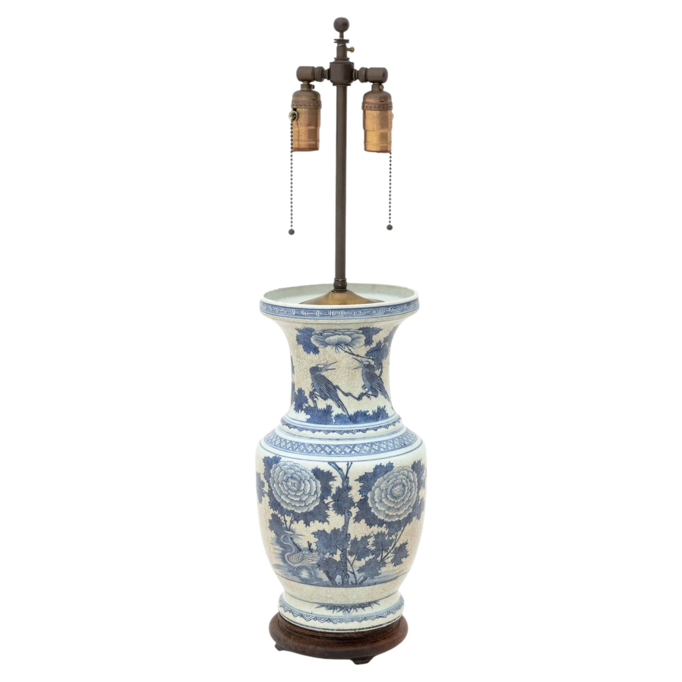 Chinese Blue and White Porcelain Vase Mounted as a Table Lamp