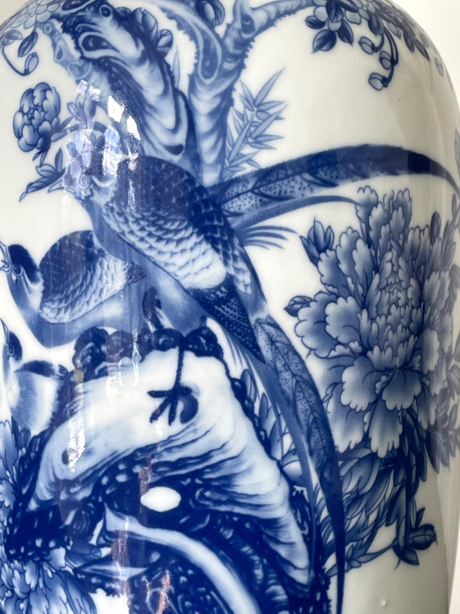 Mid-20th Century Chinese Blue and White Porcelain Vase from Modern Official Kiln For Sale