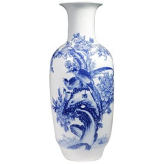 Vintage Chinese Blue and White Porcelain Vase from Modern Official Kiln