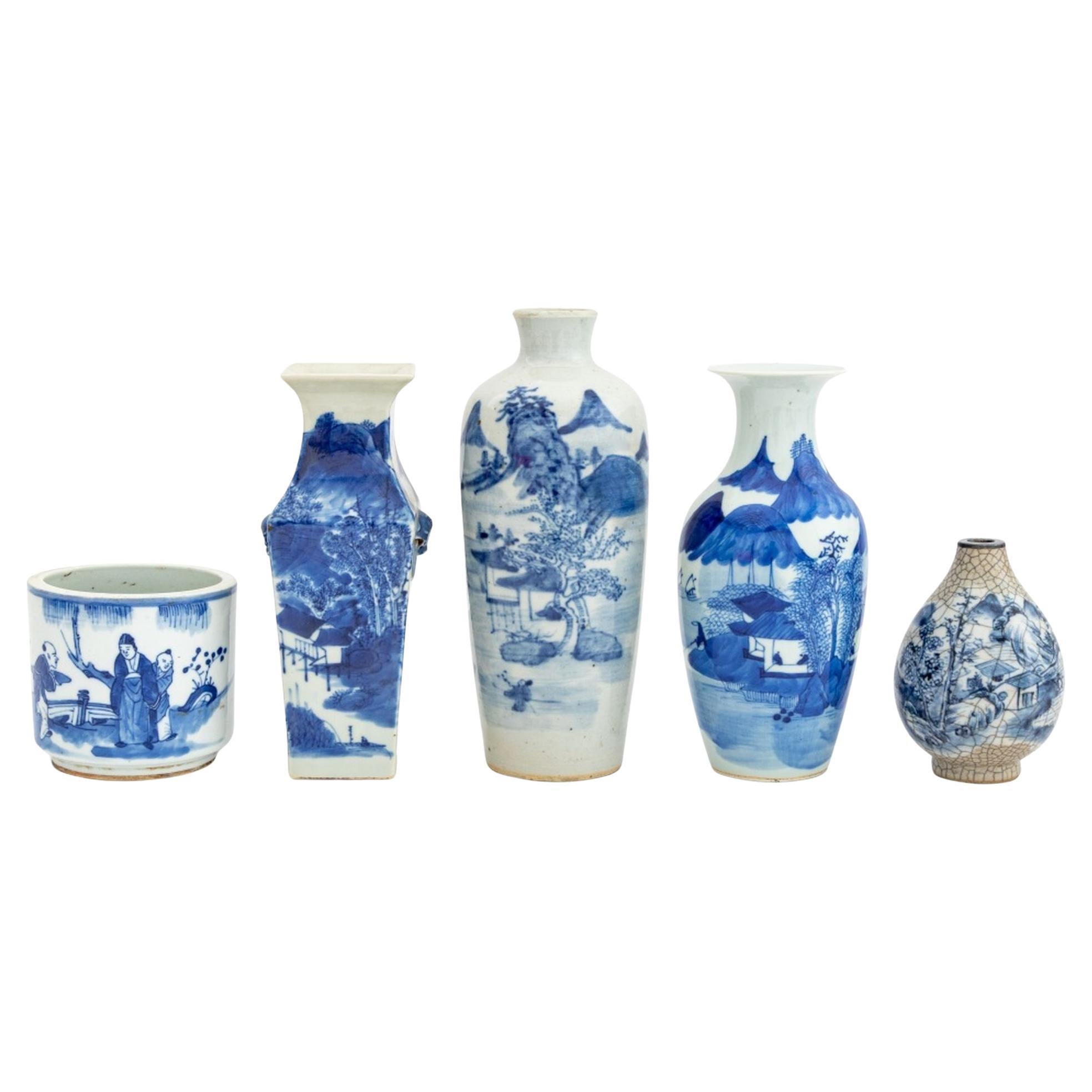 Chinese Blue and White Porcelain Vessels, 5