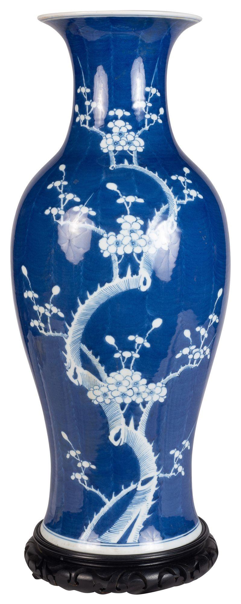 An impressive late 19th Century Chinese Blue and White Prunus blossom vase/lamp, circa 1890

Batch 74 N/H