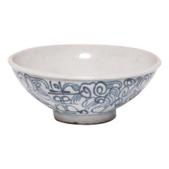 Bol à riz chinois bleu et blanc, vers 1900
