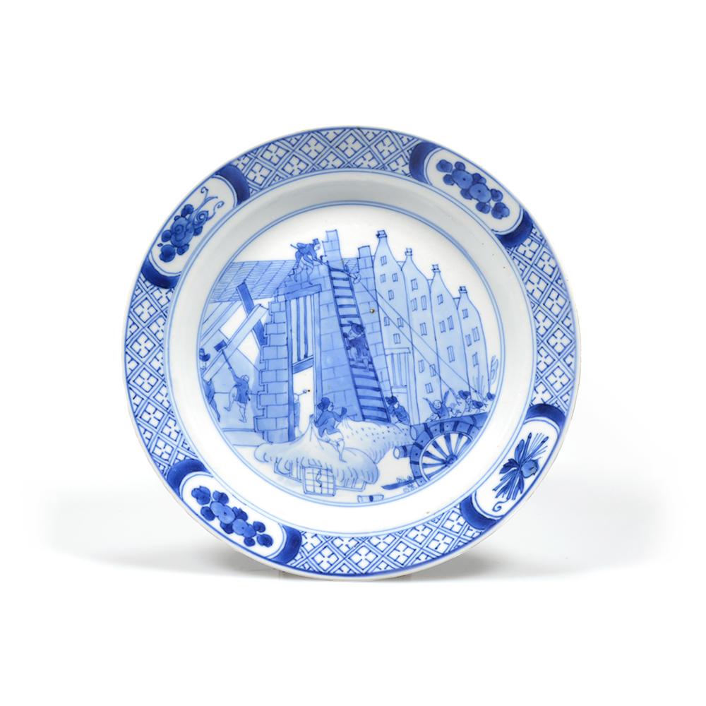 Assiette chinoise bleu et blanc 