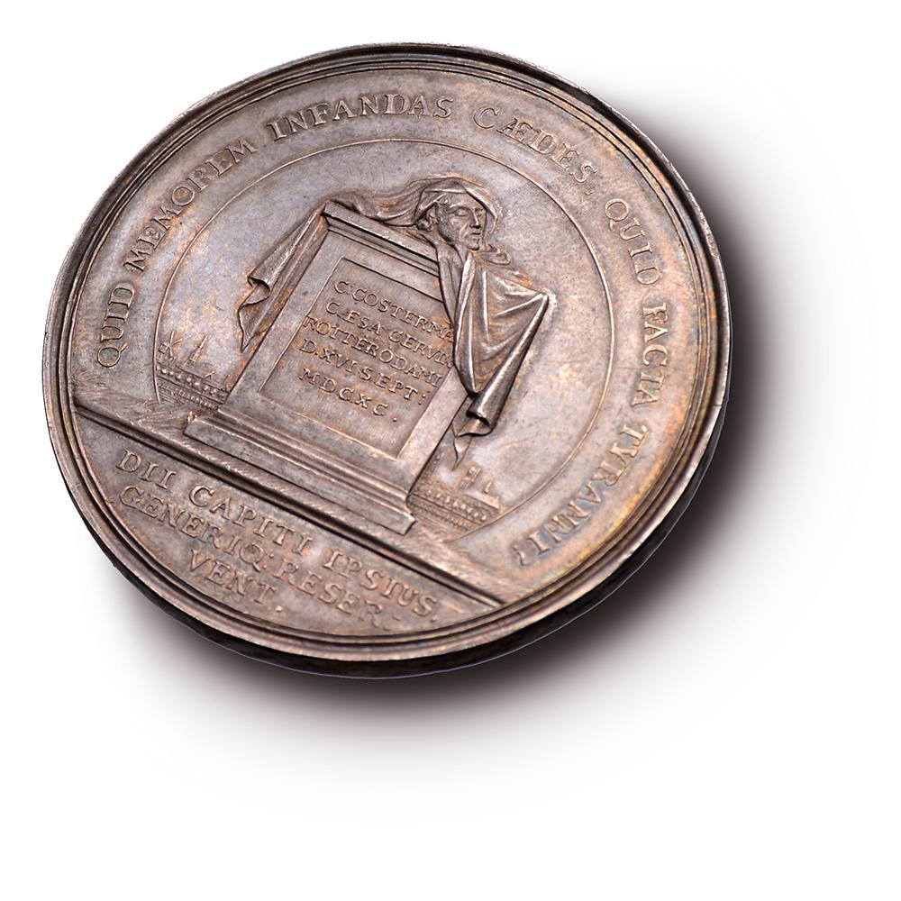 Assiette Riots Rotterdam bleue et blanche, période Kangxi avec médaille d'argent en vente 1