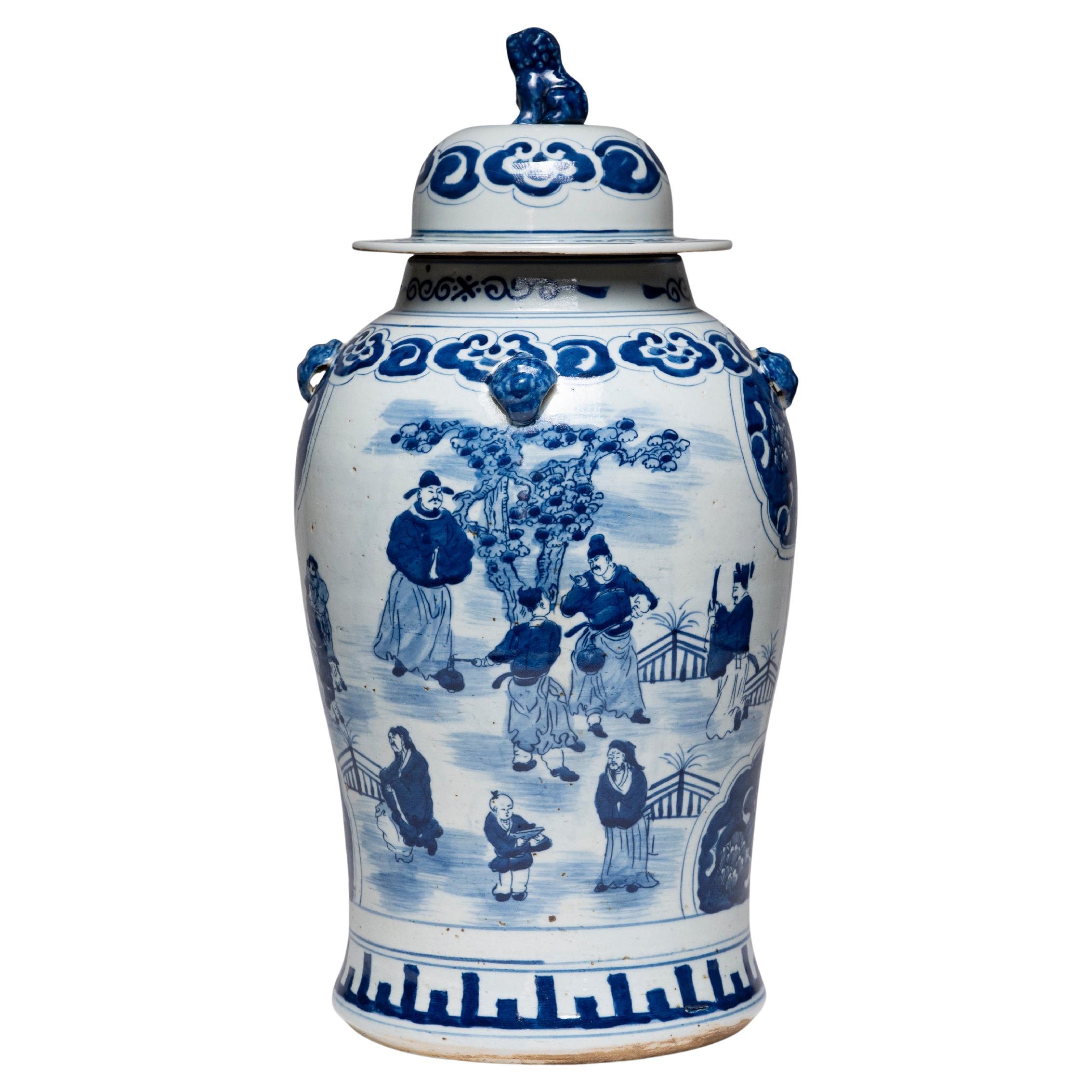 Chinese Blue and White Ruyi Baluster Jar For Sale
