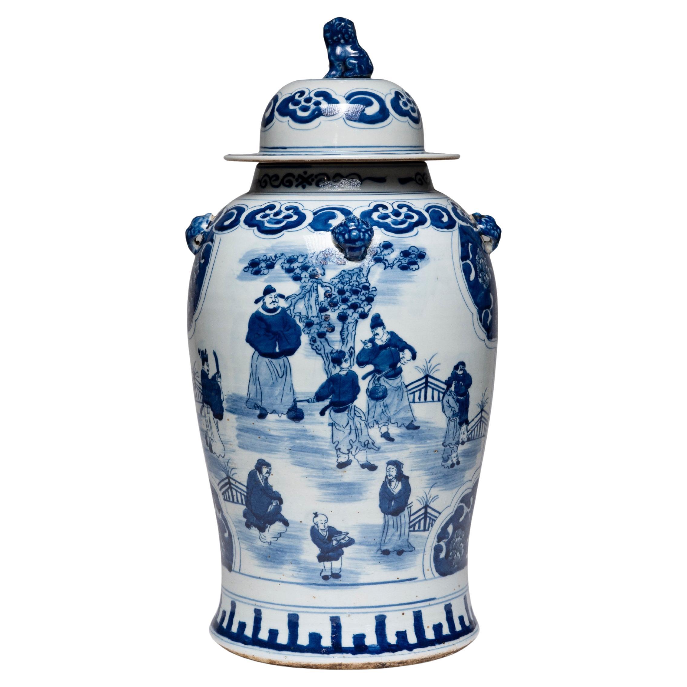 Chinese Blue and White Ruyi Baluster Jar For Sale