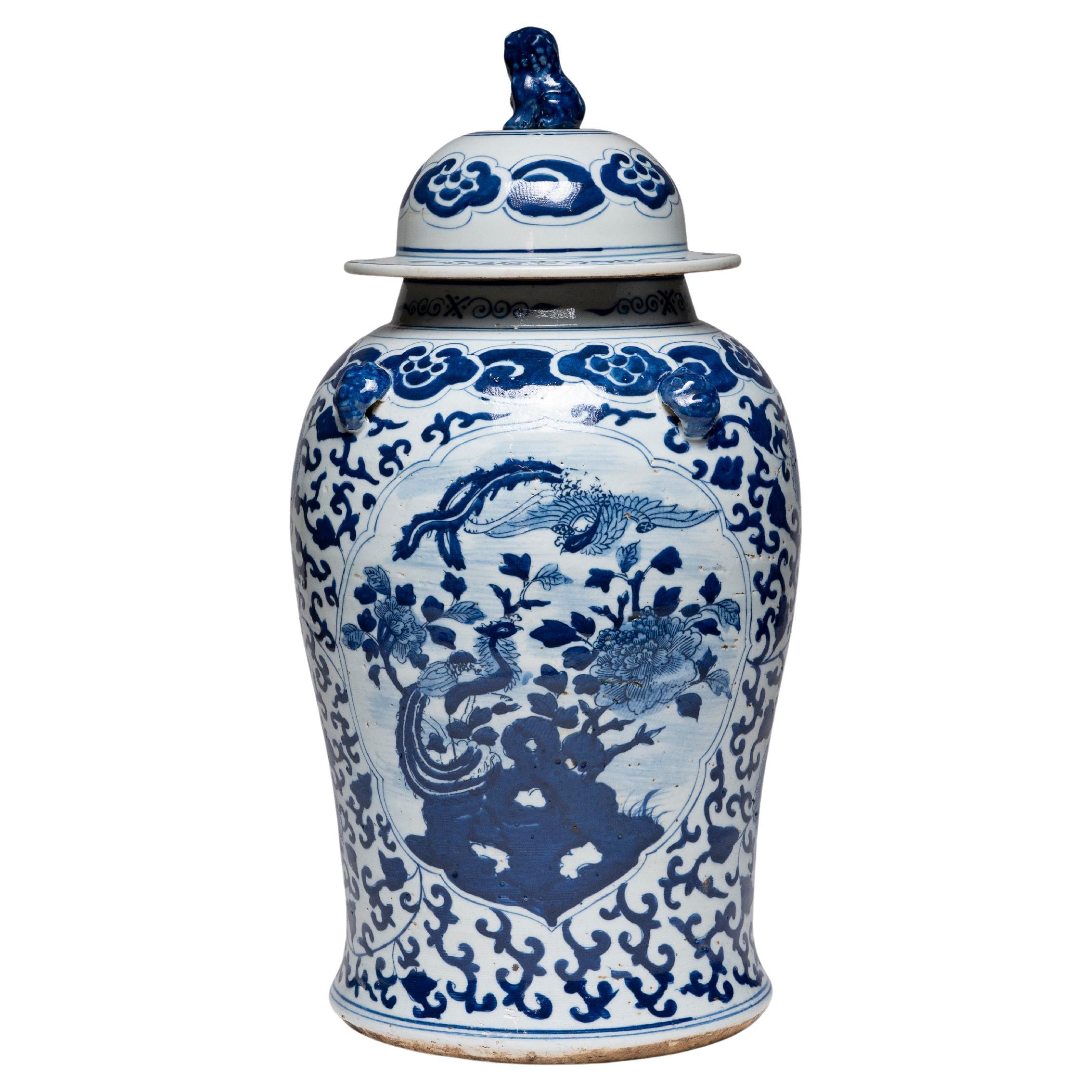 Chinese Blue and White Scholars' Garden Baluster Jar