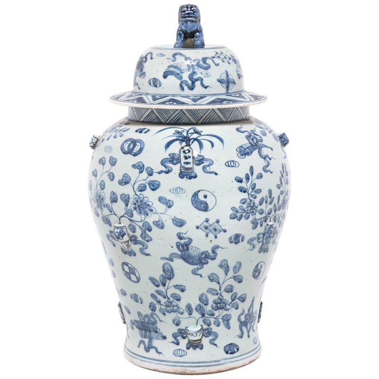 Chinese Blue and White Scholars' Joy Ginger Jar For Sale