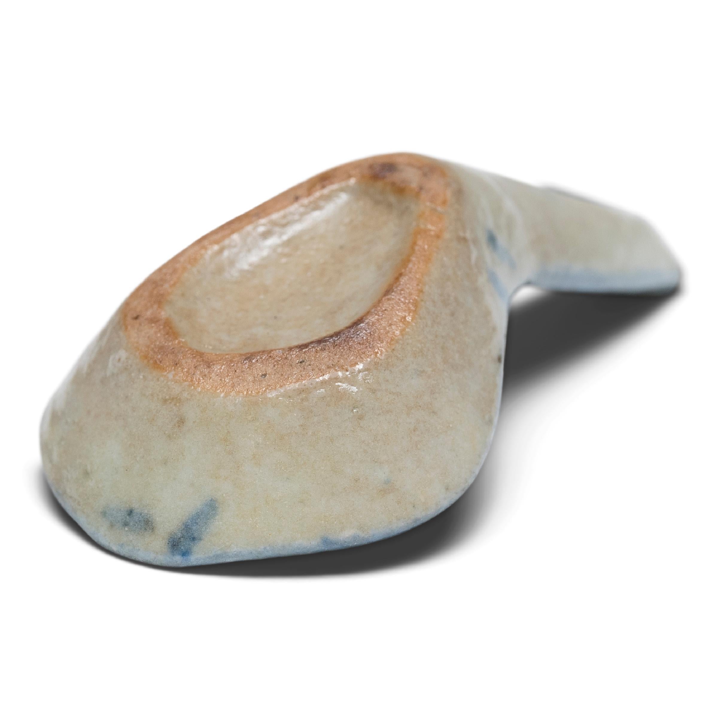 Glazed Chinese Blue and White Spoon, c. 1850