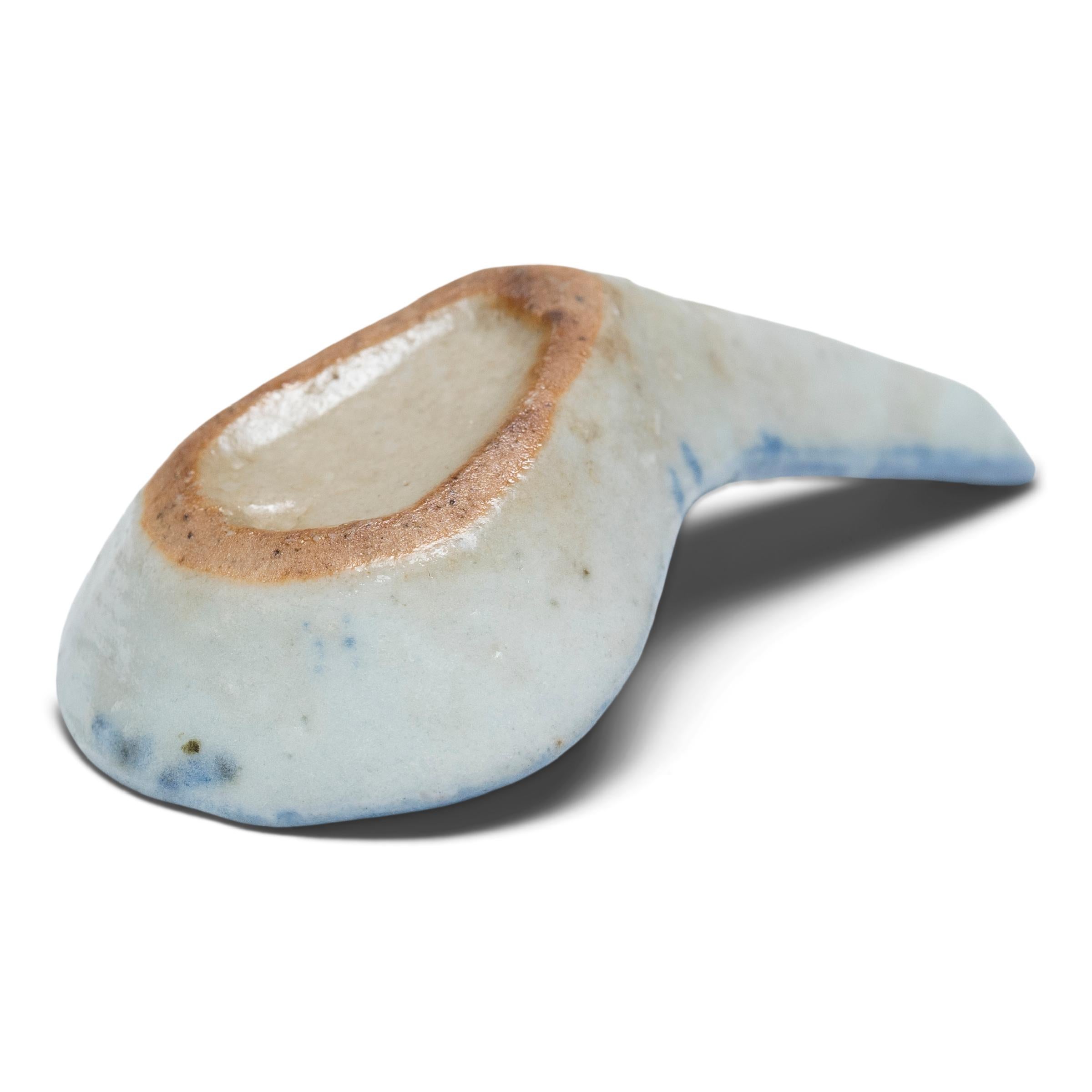Glazed Chinese Blue and White Spoon, c. 1850