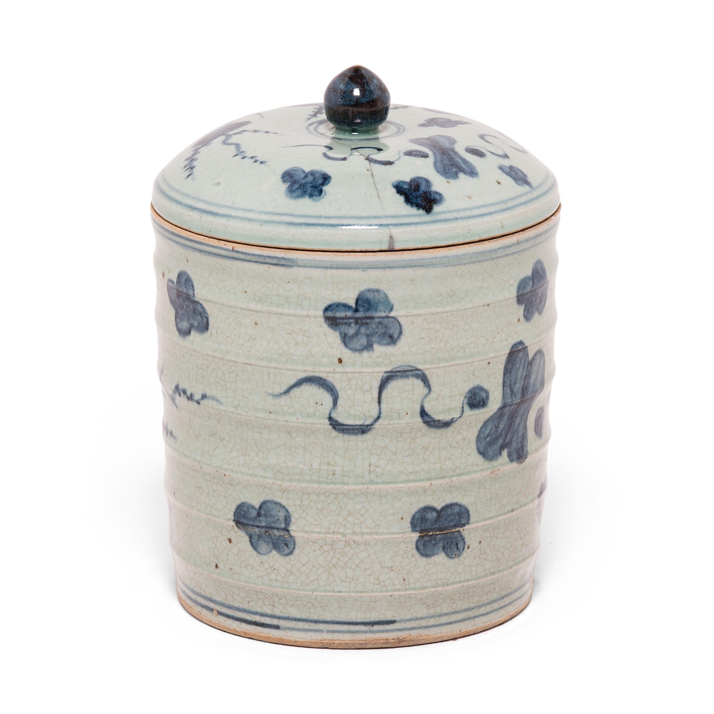 Glazed Chinese Blue and White Tea Leaf Canister