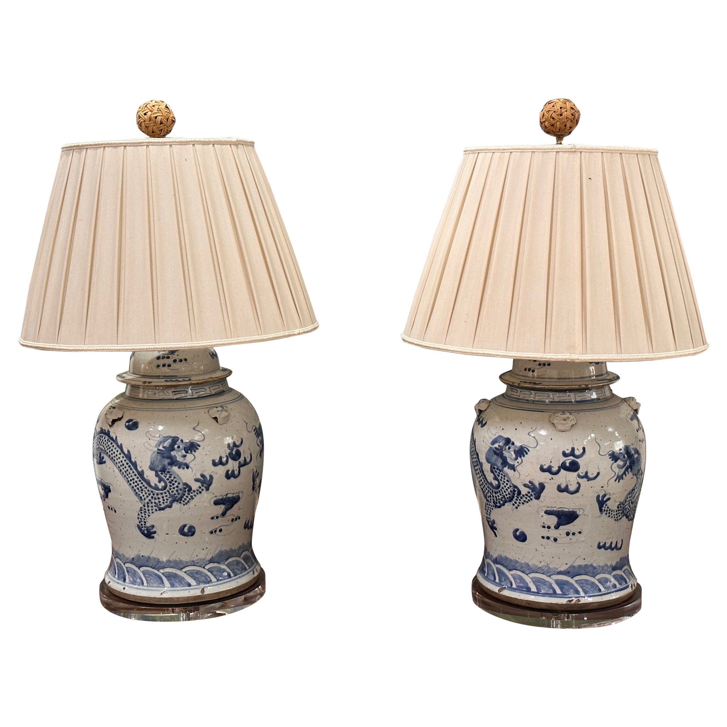 Chinese Blue and White Temple Jars