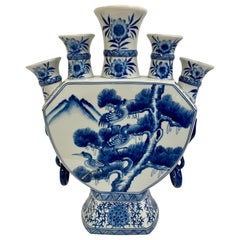 Vintage Chinese Blue and White Tulipiere Vase