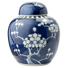 Chinese Blue and White Underglaze Kangxi Style 'Prunus' Ginger Jar