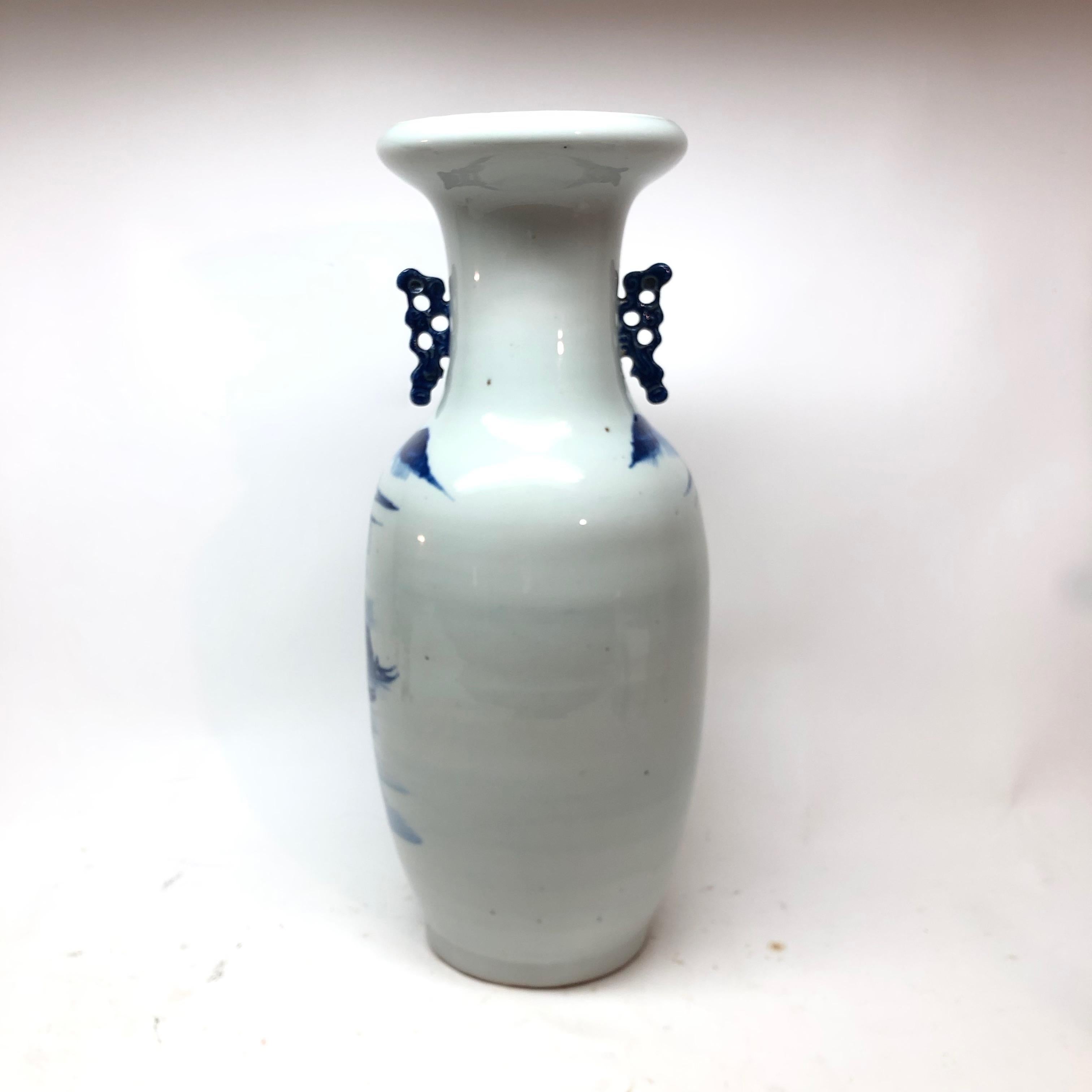 Ceramic Chinese Blue and White Vase For Sale